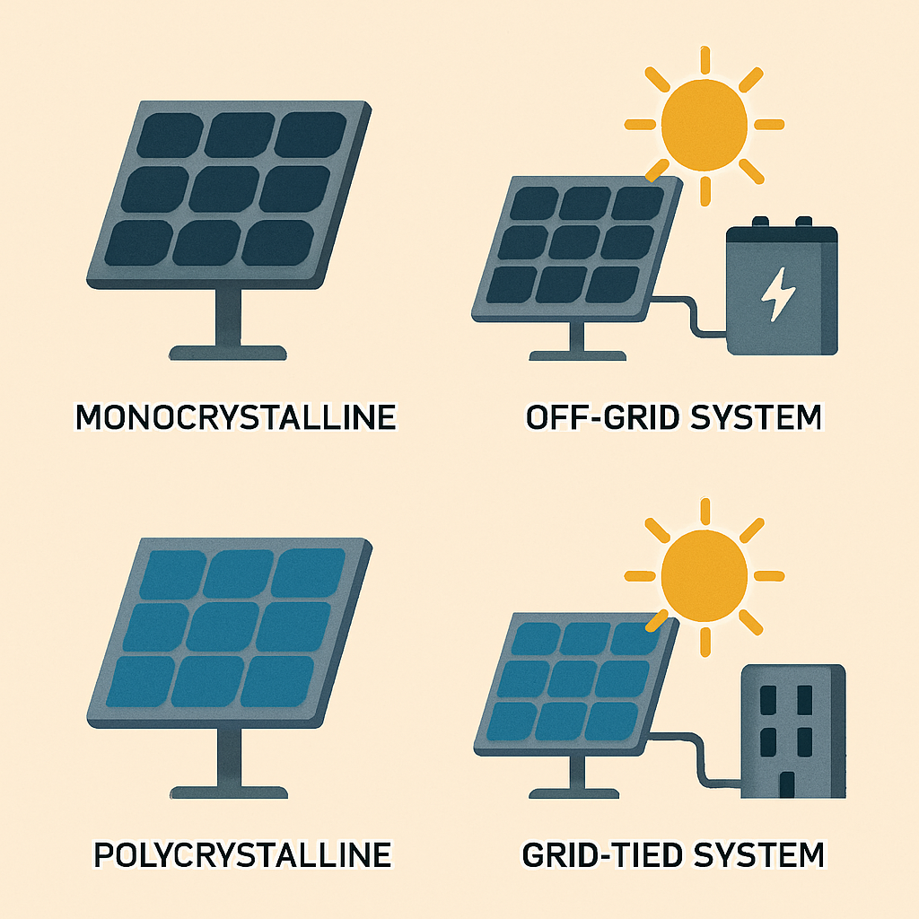 Different types of solar panels and systems