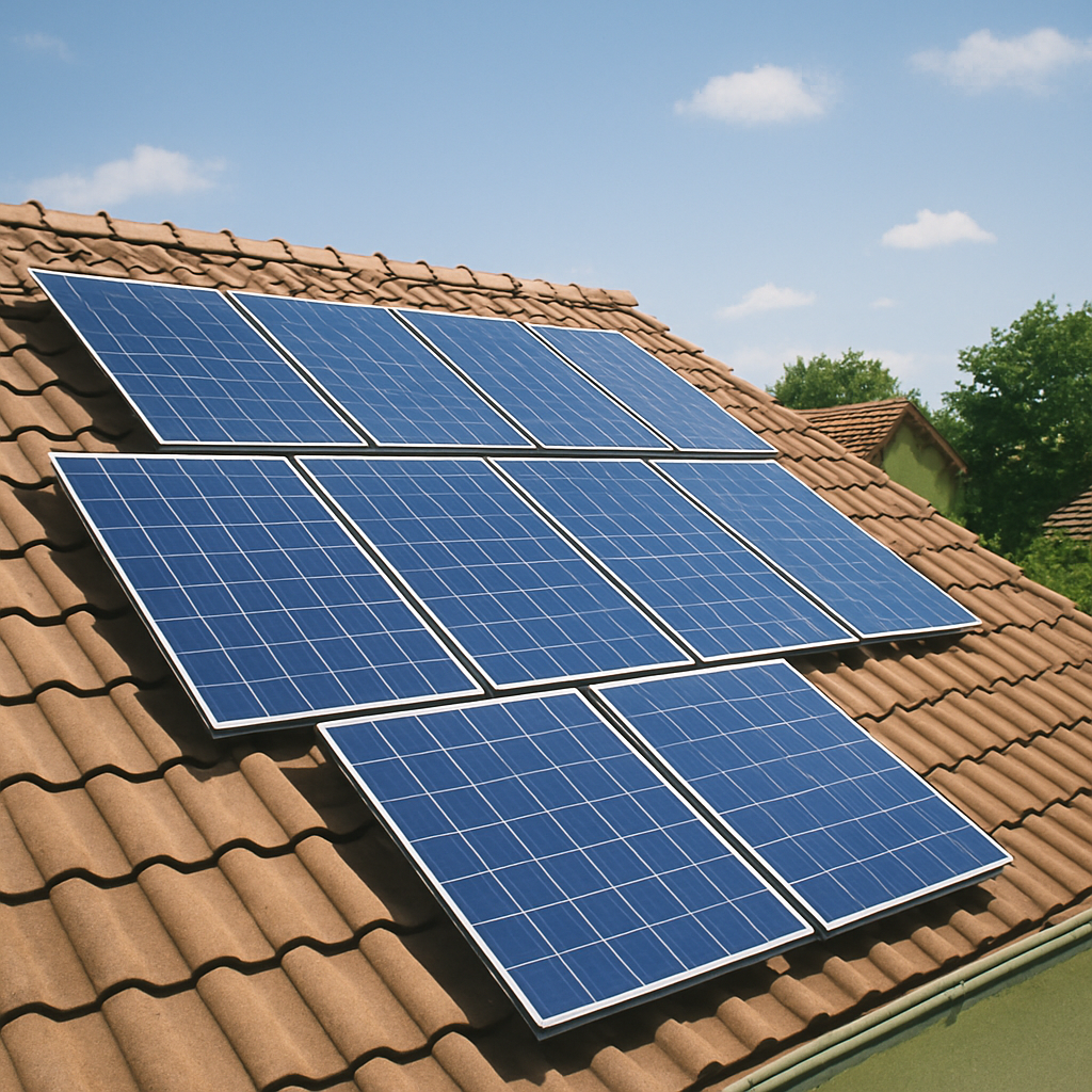 Solar panels on a rooftop
