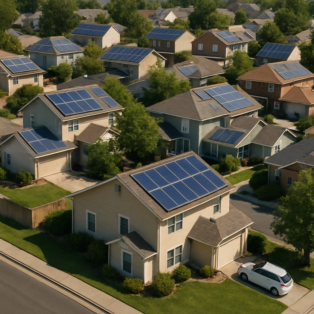Neighborhood with solar panels