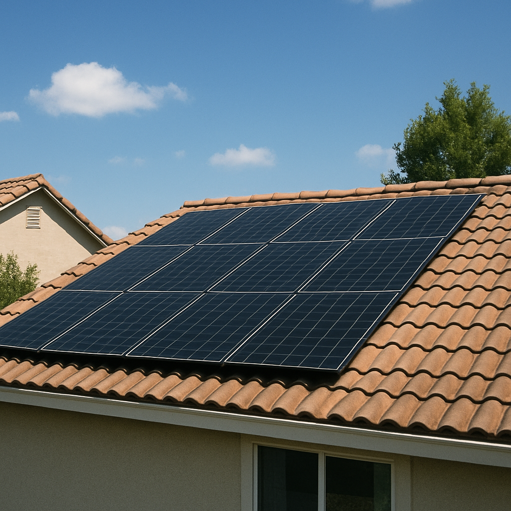 Solar panels on a residential roof