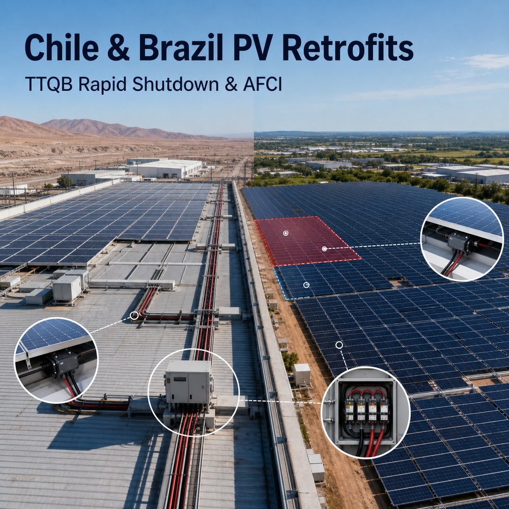 Il Cile& Brasile retrofit PV: TTQB Rapid Shutdown& AFCi