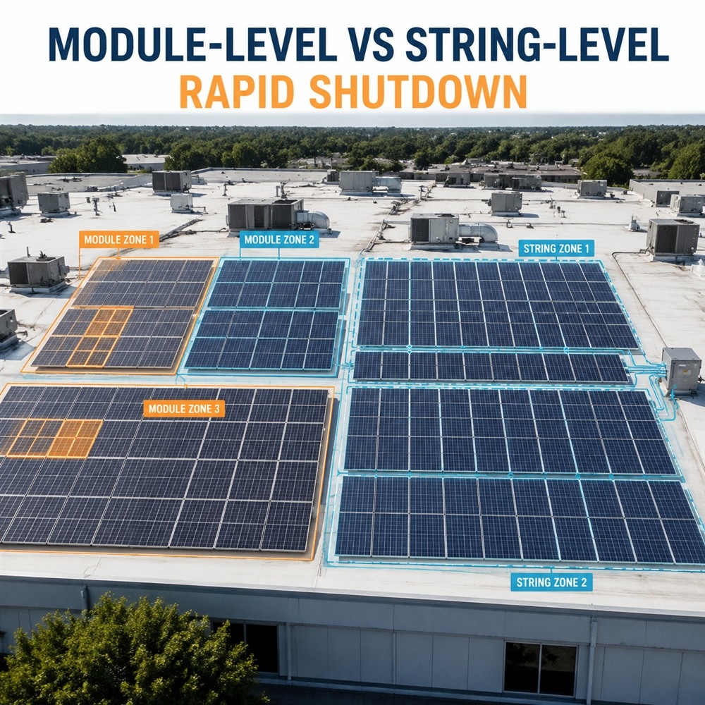 Desligamento rápido de nível de módulo vs. nível de string: escolha pelo limite que você precisa con