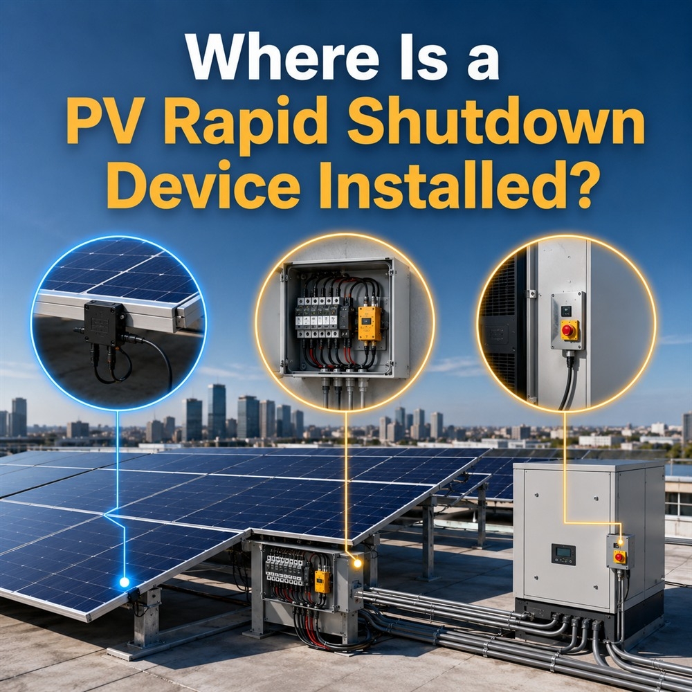  PV ラピッドシャットダウン装置はどこに設置されますか ？モジュール、ストリング、インバータの位置の説明
